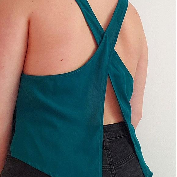 Teal Cross Back Tank - Picture 1 of 3
